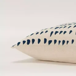 Navy and Natural Animal Patterned Lumbar Pillow