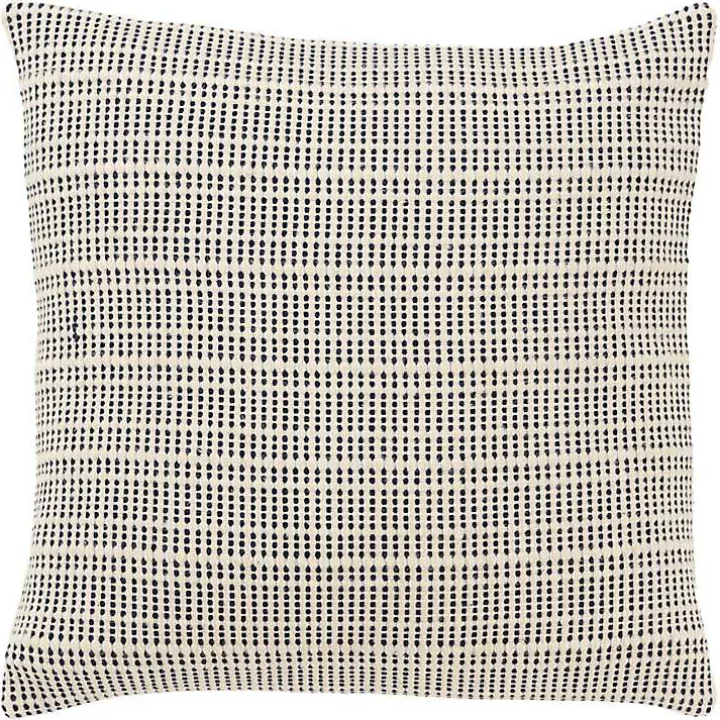 Navy and Natural Sea Striped Pillow