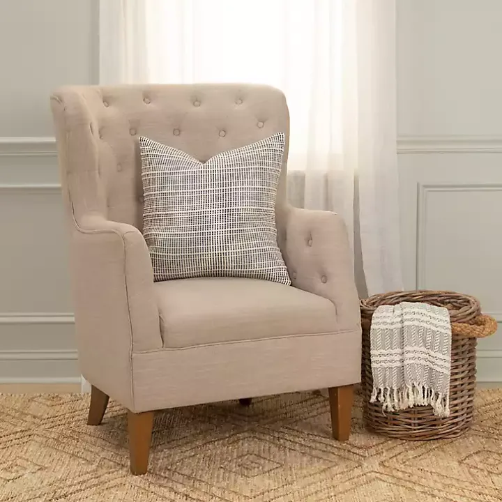Navy and Natural Sea Striped Pillow