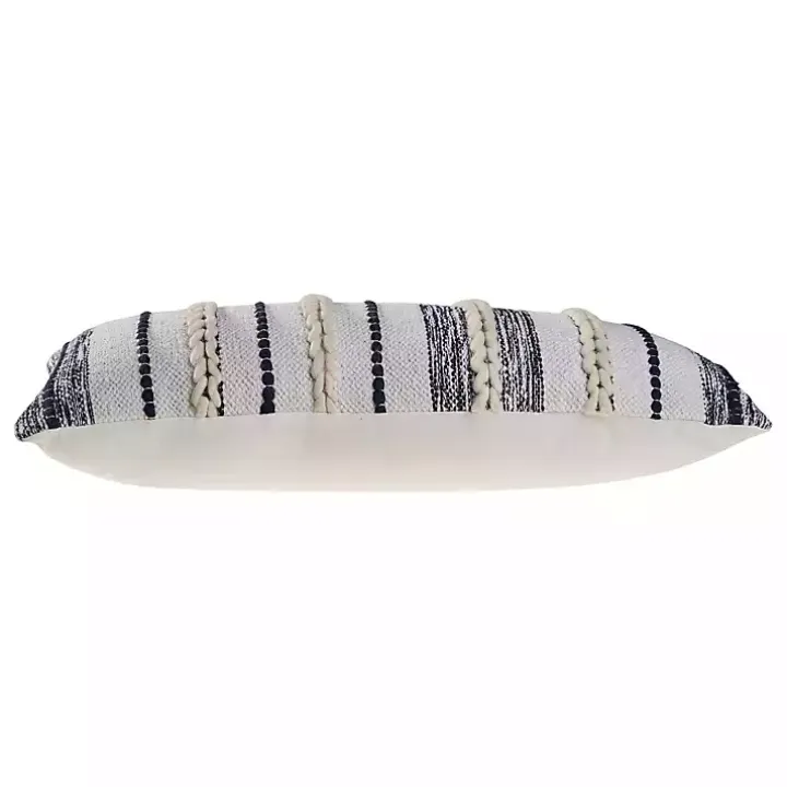 Navy and White Braided Accent Pillow