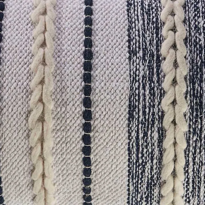 Navy and White Braided Accent Pillow