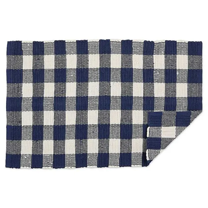 Navy and White Buffalo Check Accent Rug