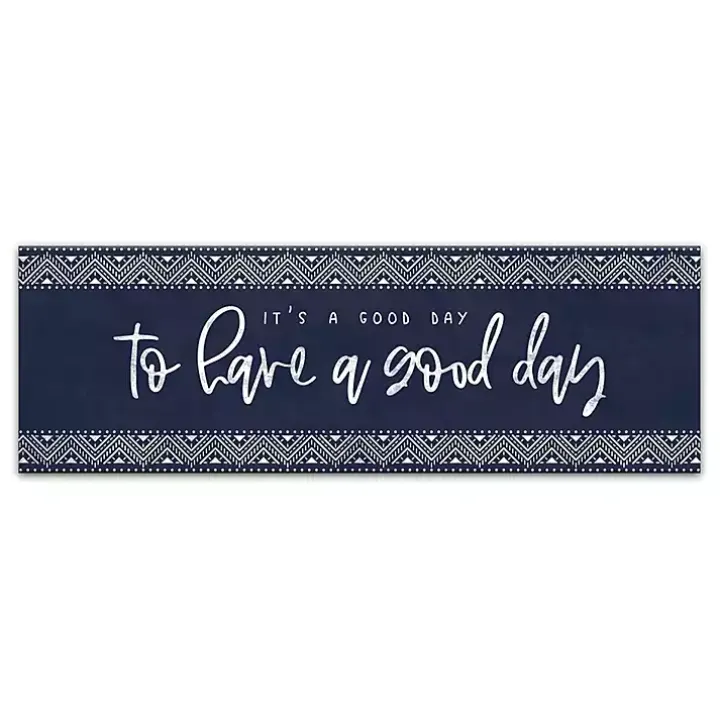 Navy and White Good Day Canvas Art Print