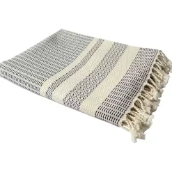 Navy and White Stripes Cotton Throw