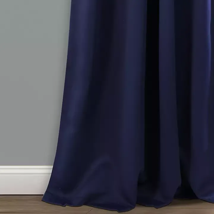 Navy Back Tab Blackout Curtain Panel Set, 84 in.