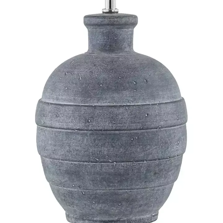 Navy Blue Ceramic 2-pc. Lamps with Seagrass Shades