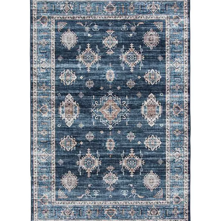 Navy Blue Decorative Washable Area Rug