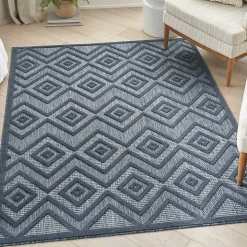 Navy Blue Diamond Indoor/Outdoor Area Rug, 6x9