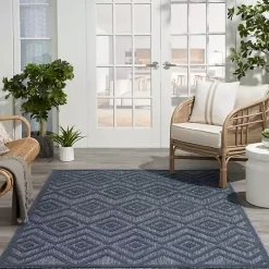 Navy Blue Diamond Indoor/Outdoor Area Rug, 6x9