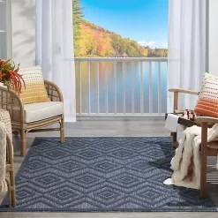 Navy Blue Diamond Indoor/Outdoor Area Rug, 6x9