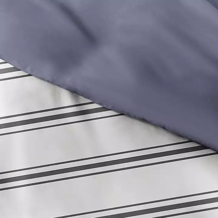 Navy Blue Echo Stripe 3-pc. Queen Duvet Cover Set