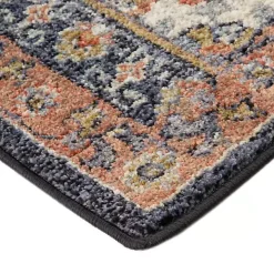 Navy Blue Floral Area Rug, 5x8