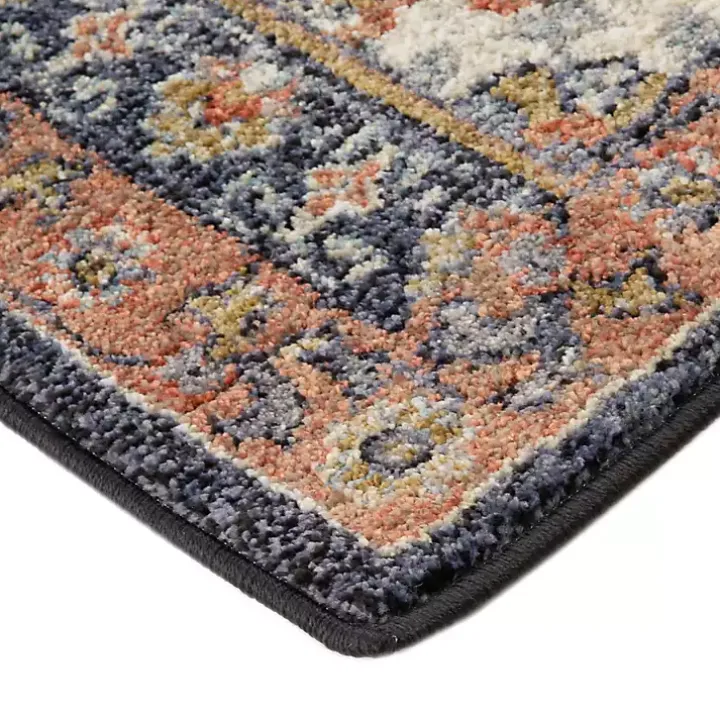 Navy Blue Floral Area Rug, 5x8