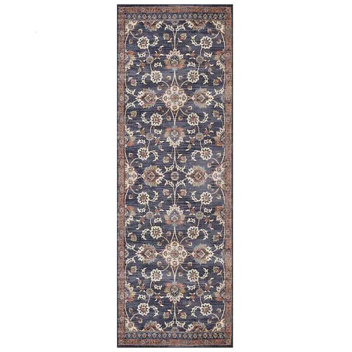 Navy Blue Floral Runner
