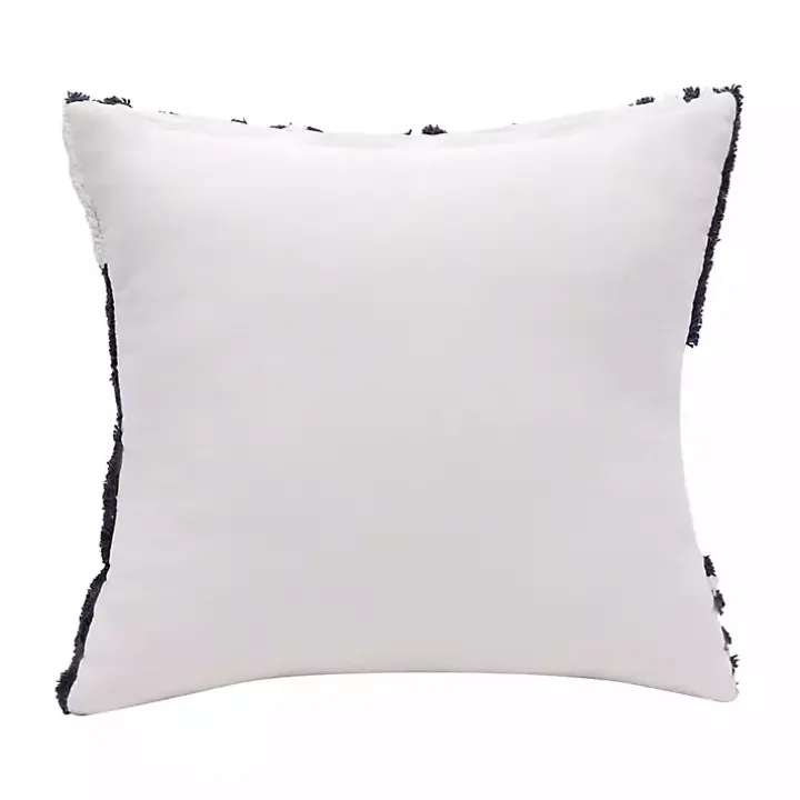 Navy Blue Geometric Shag Throw Pillow