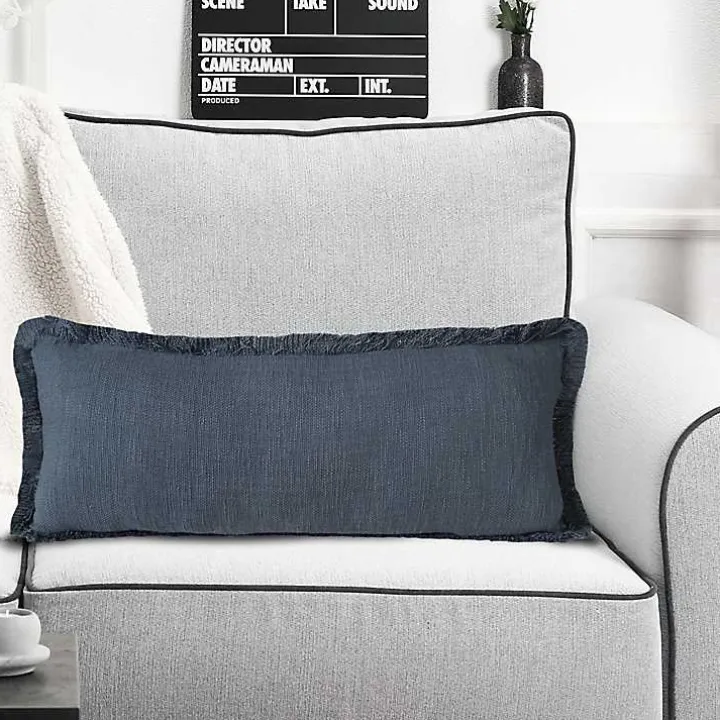 Navy Blue Handwoven Appen Lumbar Pillow