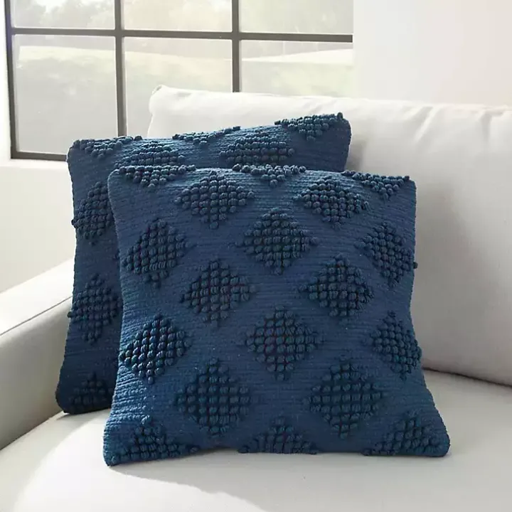 Navy Blue Knotted Diamond Throw Pillows, Set of 2