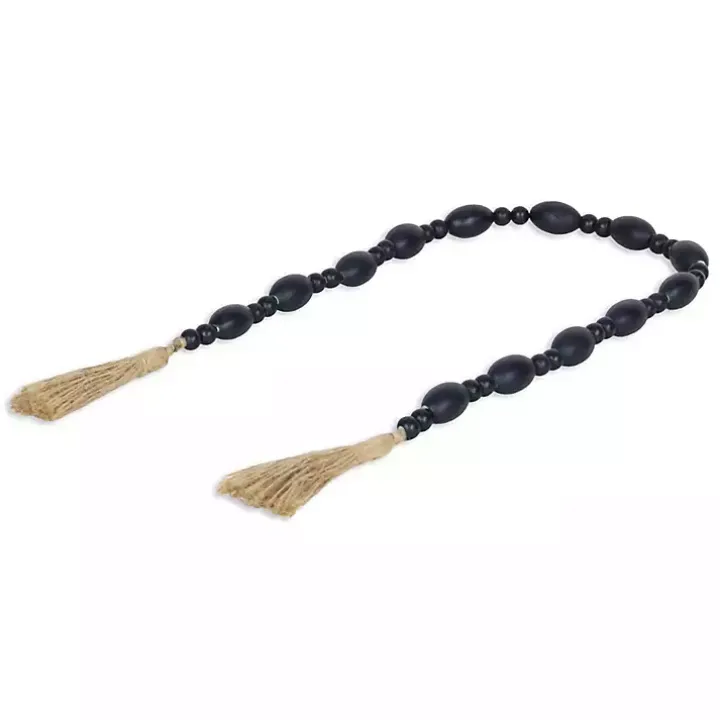 Navy Blue Oval Bead Wood Garland