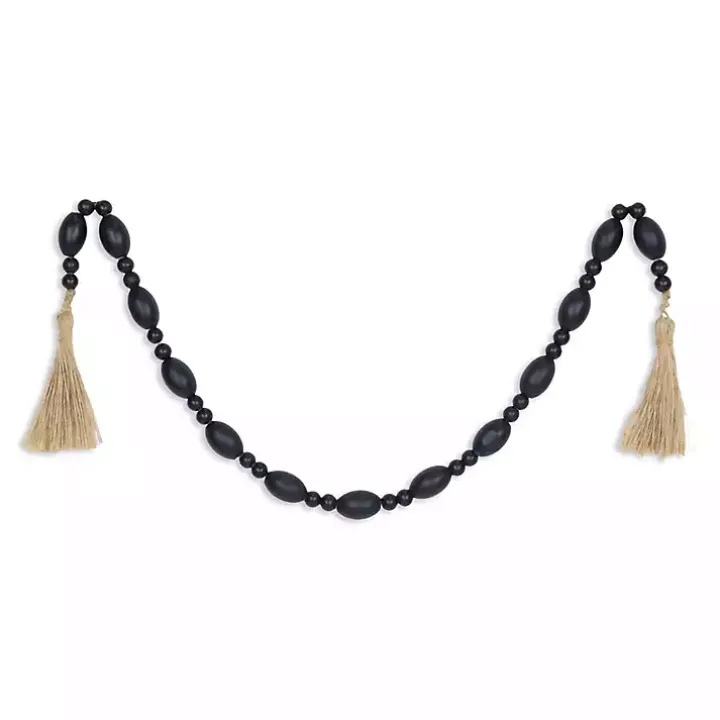 Navy Blue Oval Bead Wood Garland