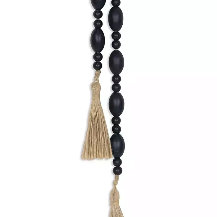 Navy Blue Oval Bead Wood Garland