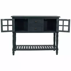Navy Blue Slatted Windowpane Console Table