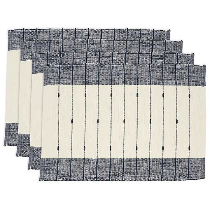 Navy Blue Thin Stripes Placemats, Set of 4