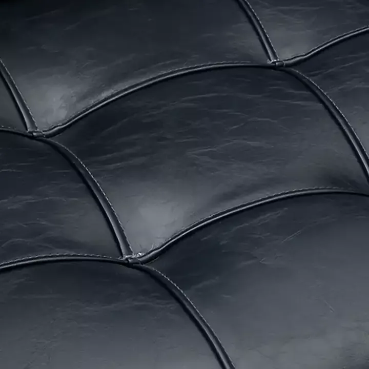 Navy Blue Tufted Faux Leather Swivel Office Chair