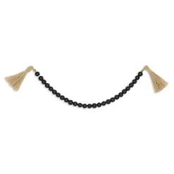 Navy Blue Wood Bead Tassel Garland
