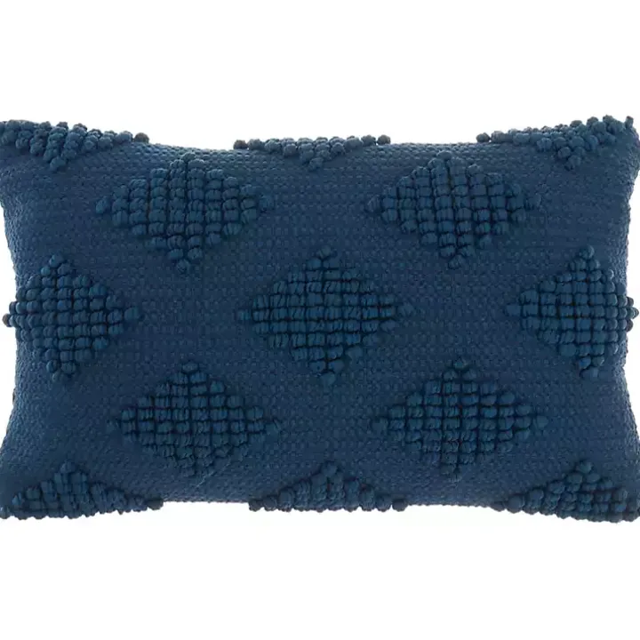 Navy Blue Woven Diamonds Lumbar Pillow