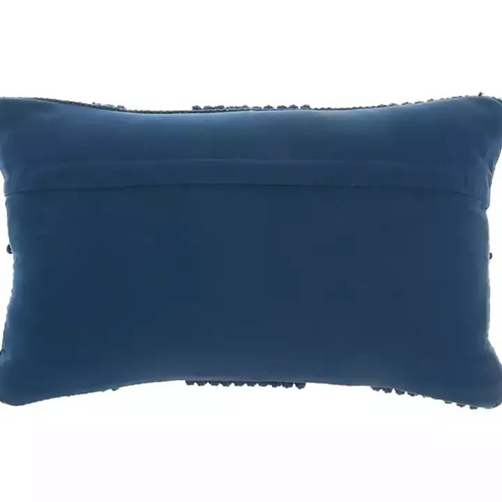 Navy Blue Woven Diamonds Lumbar Pillow