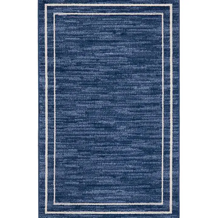 Navy Bordered Indoor/Outdoor Area Rug, 3x5