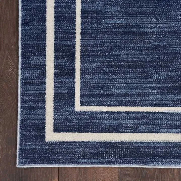 Navy Bordered Indoor/Outdoor Area Rug, 5x7