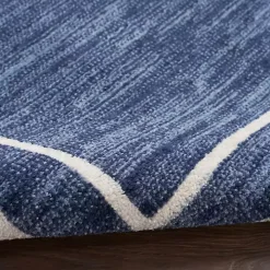 Navy Bordered Indoor/Outdoor Area Rug, 8x10