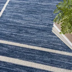 Navy Bordered Indoor/Outdoor Area Rug, 8x10