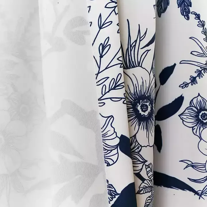 Navy Botanical Garden Curtain Panel Set, 95 in.