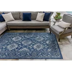 Navy Botanical Hannah Indoor/Outdoor Rug, 7x9