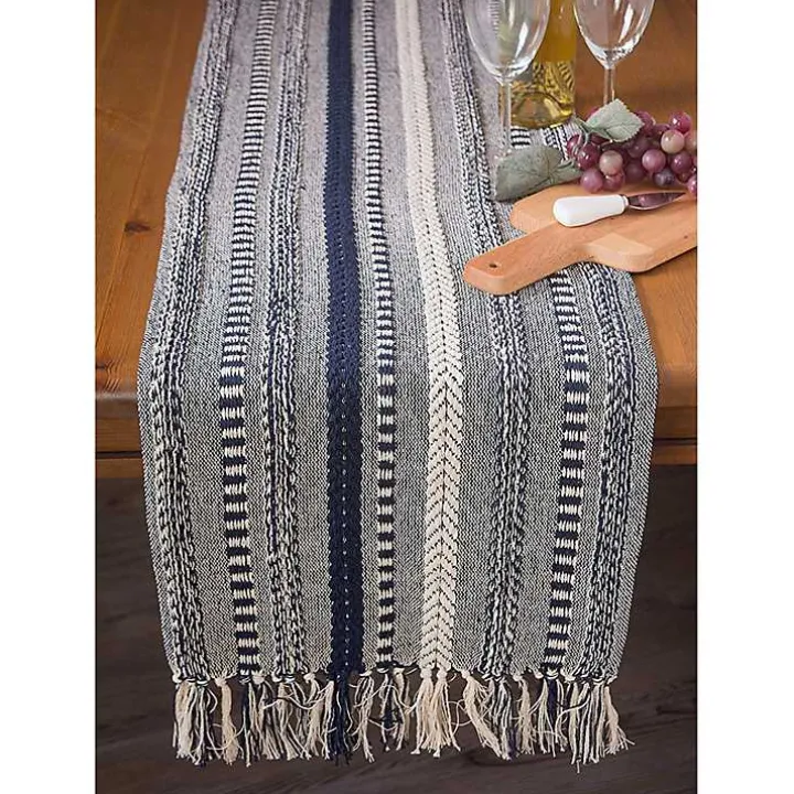 Navy Braided Stripe Table Runner, 108 in.