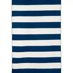 Navy Cabana Stripe Indoor/Outdoor Area Rug, 3x5