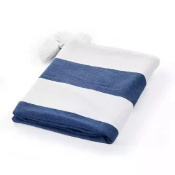 Navy Cabana Stripe Tassel Throw