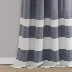 Navy Cape Cod Stripe Curtain Panel Set, 84 in.