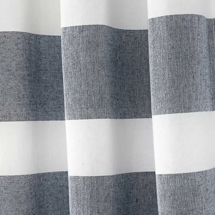 Navy Cape Cod Stripe Curtain Panel Set, 84 in.