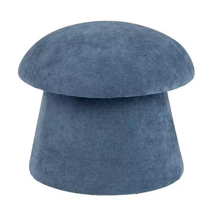 Navy Chenille Mushroom Storage Ottoman