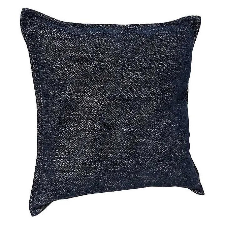 Navy Chenille Texture Flange Pillow, 22 in.