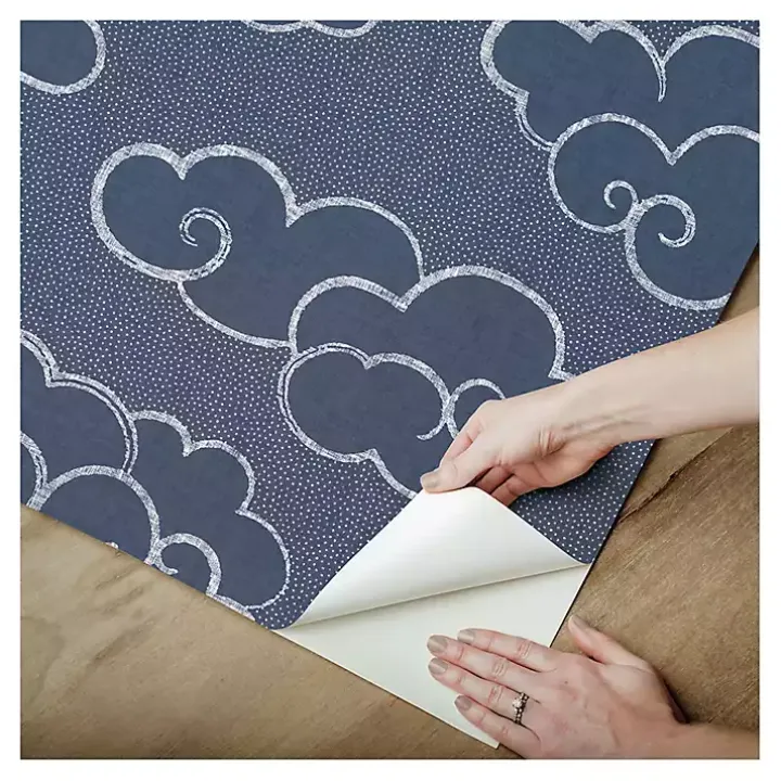 Navy Cloudy Skies Peel & Stick Wallpaper