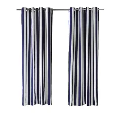 Navy Coastal Stripe Outdoor Curtain Panel, 108 in.