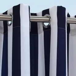 Navy Coastal Stripe Outdoor Curtain Panel, 108 in.