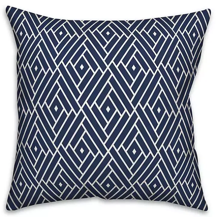 Navy Diamond Geo Outdoor Pillow