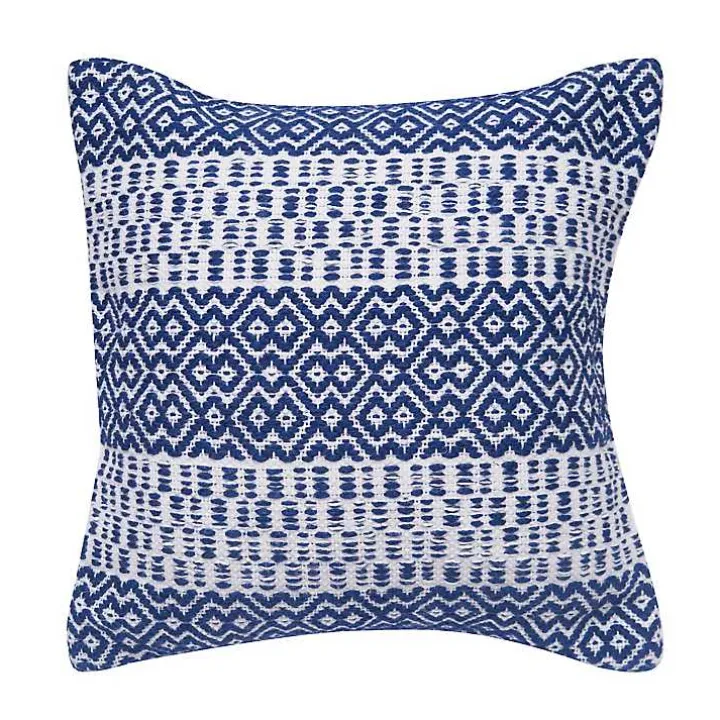 Navy Diamond Stripe Indoor/Outdoor Pillow