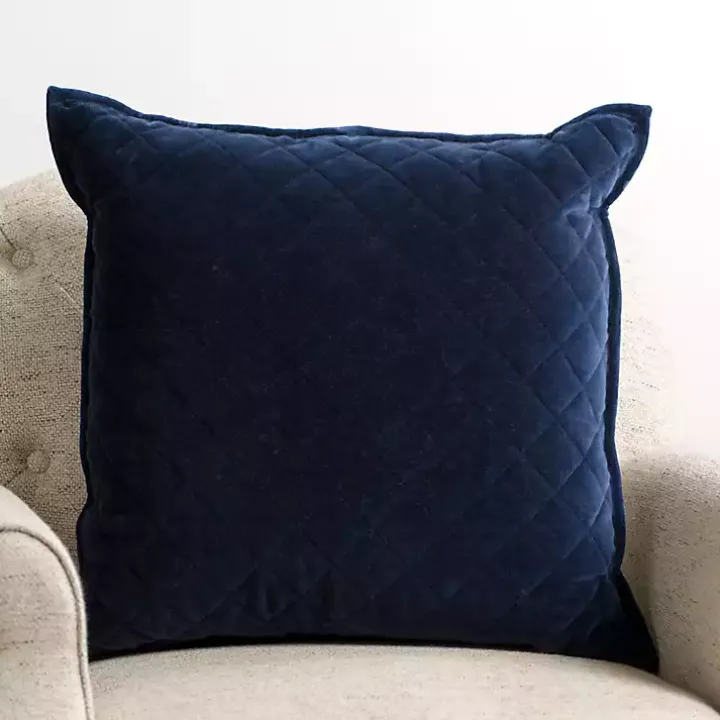 Navy Diamond Velvet Pillow