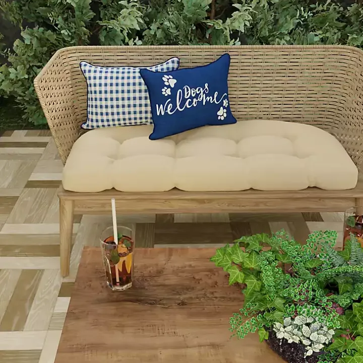 Navy Dogs Welcome Outdoor Lumbar Pillow